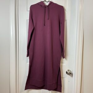 Sweaty Betty Essentials Long Sleeve Hooded Midi Dress Plum 6